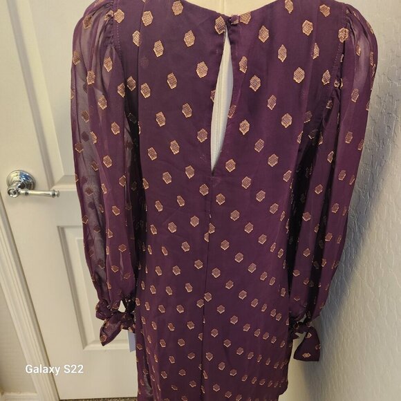 Calvin Klein Maroon and Gold Baby doll dress. NWT. Size 12 - Picture 6 of 12